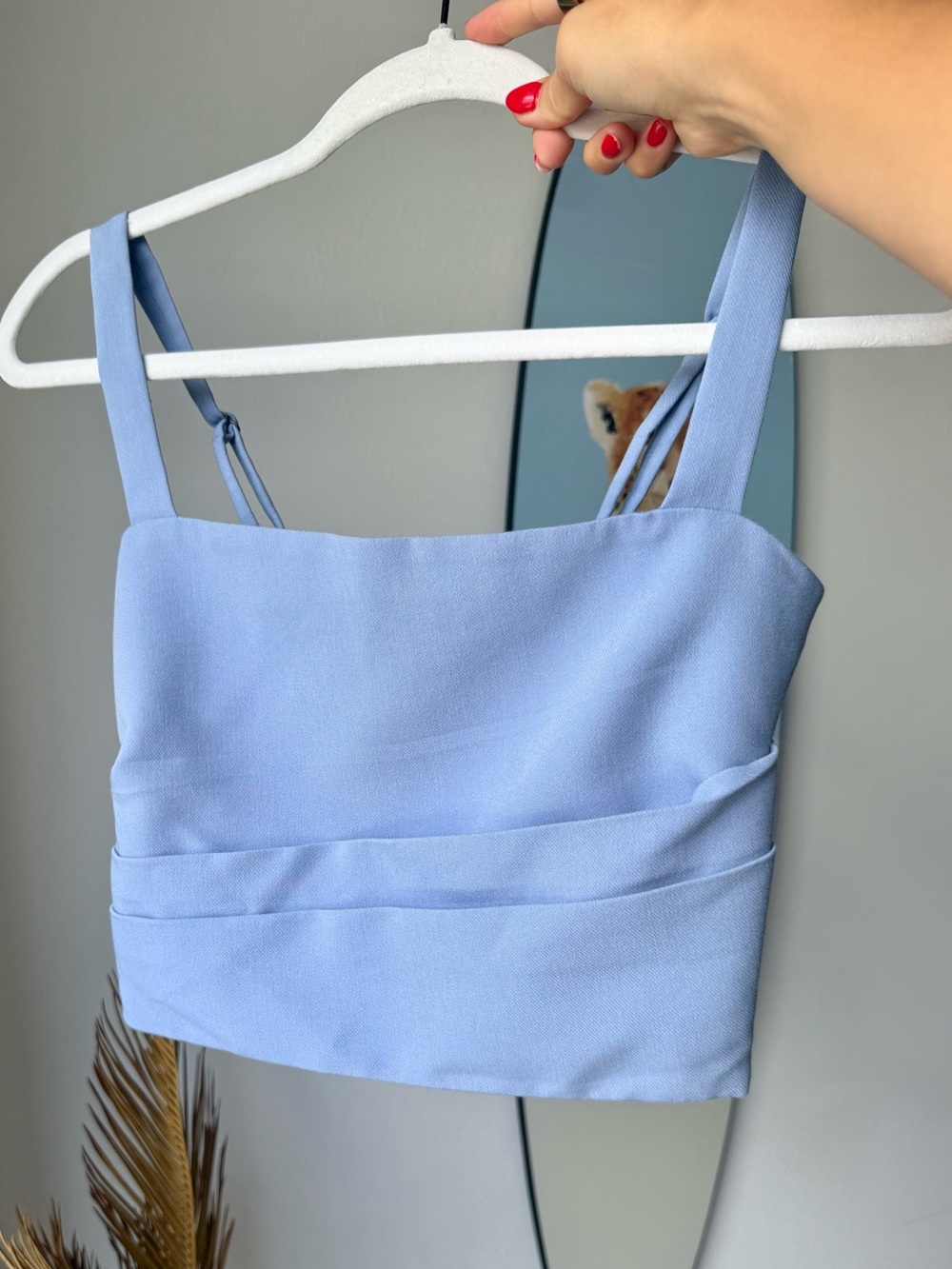 ABERCROMBIE & FITCH Pleated Crop Top Periwinkle Blue | Size Medium